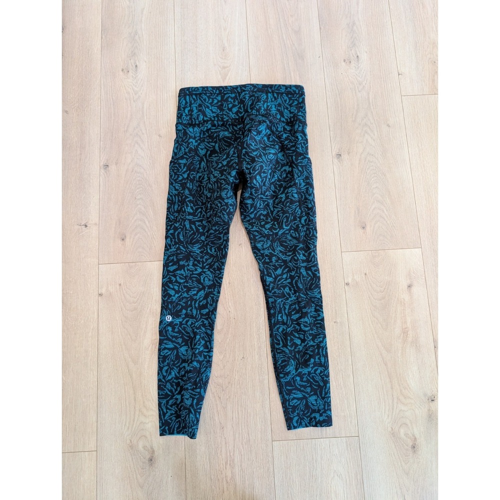 Lululemon Fast & Free Tight Leggings 7/8  Thrive Viridian Green Black Nulux 6